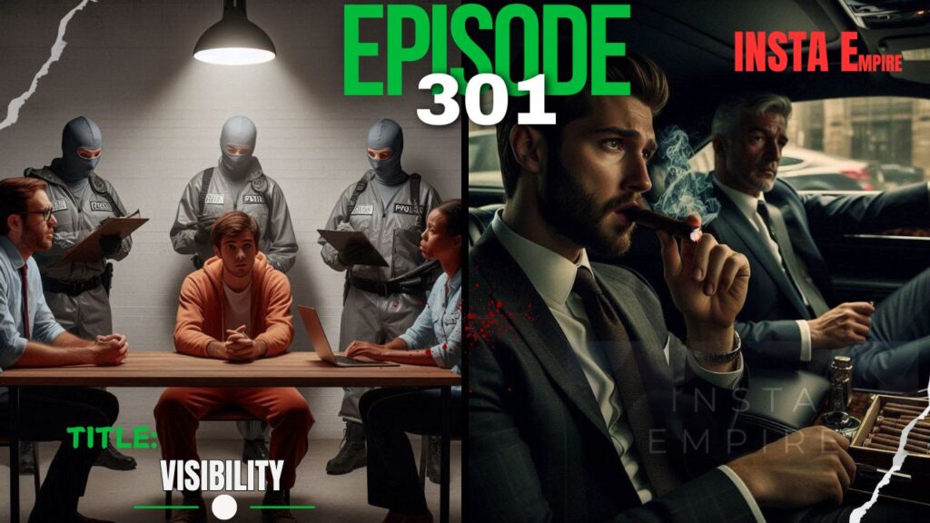 In Insta Empire Episode 301 titled Visibility, the tension escalates as Kevin delves into a brutal interrogation to uncover the truth behind the vicious attack on his friends, Emo Squire, Adriana Wright, and Gilbert Rhodes.